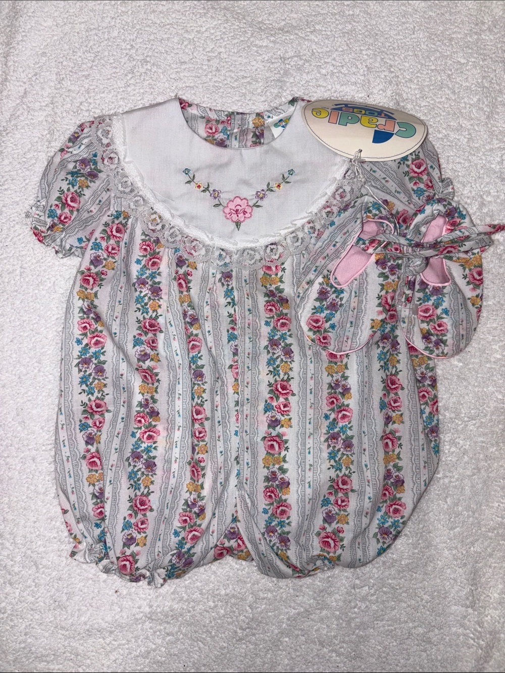 Cradle togs floral lace bubble summer floral lace romper and crib shoes nwt 6/9m